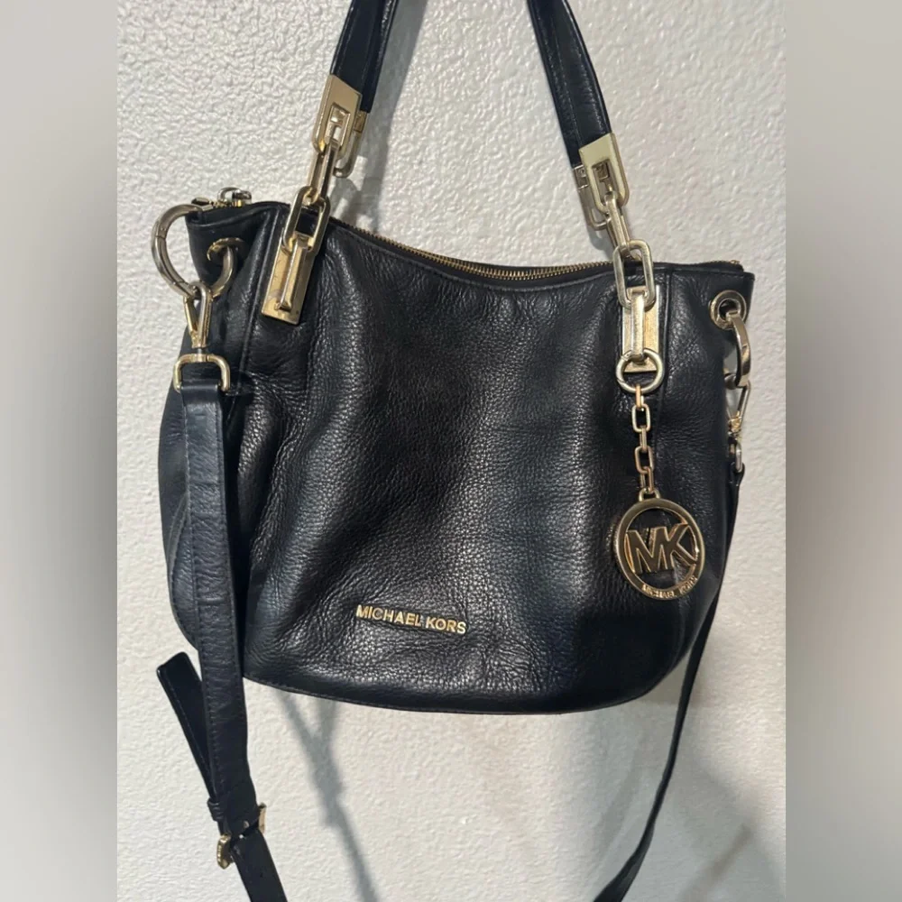Michael Kors Brooke Black crossbody Shoulder Bag with Gold Accents